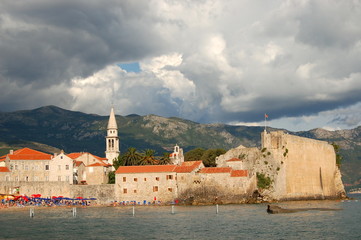 Panorama of Old Town in Budva, Montenegro