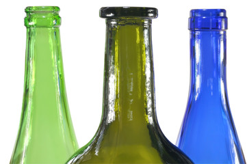 Three colored bottles