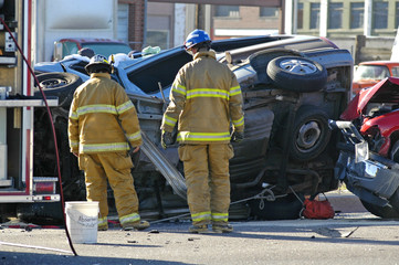 Investigating a car wreck