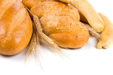 Fresh bread with ears of wheat