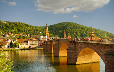 Heidelberger Old Bridge and river, summer 2010 - obrazy, fototapety, plakaty
