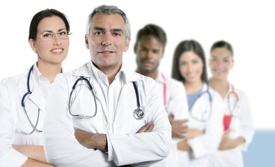 Fototapeta premium expertise doctor multiracial nurse team row