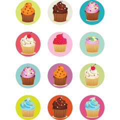 cupcakes printable sheet in circles
