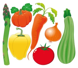 Foto auf Alu-Dibond Vegetable family. Funny cartoon and vector characters. © ddraw