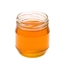 Jar of honey isolated on white background