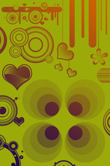 Retromotive und Herzen mit Farbverlauf