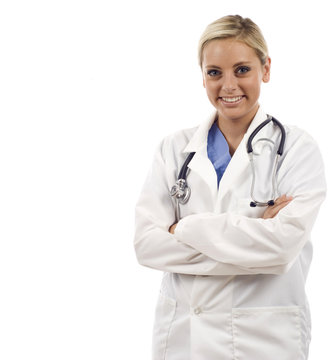 Friendly smiling medical doctor woman with stethoscope