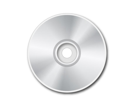 Silver DVD on white background