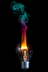 burning light bulb