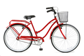 Fototapeta na wymiar Czerwony rower na białym tle