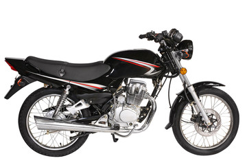 Obraz premium Czarny motocykl na białym tle
