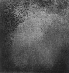 Grunge background with floral ornament elements.