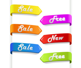 set of colored sale arrow on paper.