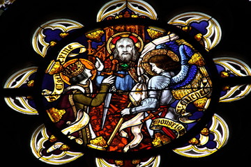 Fototapeta premium Vitrail, cathédrale, Sainte-Croix, Orléans