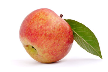 Red apple with leaf