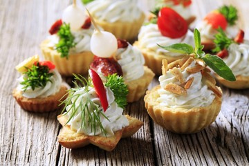 Variety of canapes