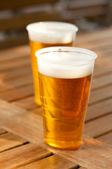 beer standing on a wooden table