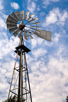 Old, Metal Water-Pumping Windmill