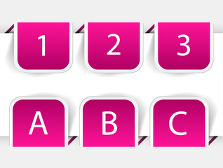 Purple bookmarks for three steps