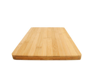 Bamboo chopping board isolated on white background