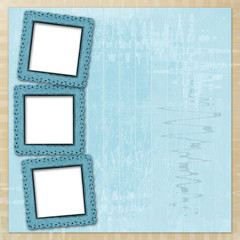 Three frames for photos on the bright background