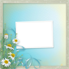 Grunge frames with beautiful daisy for design