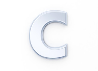 Letter C in brushed metal on a white isolated background