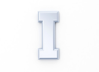 Letter I in brushed metal on a white isolated background