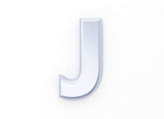 Letter J in brushed metal on a white isolated background