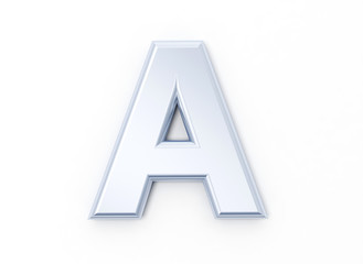 Letter A in brushed metal on a white isolated background