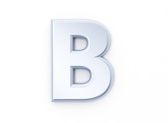 Letter B in brushed metal on a white isolated background