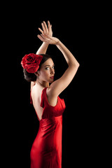 Beautiful flamenco dancer in red dress