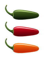 A vector of all jalapeno pepper colors