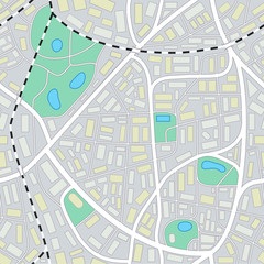 seamless pattern of a invented city without names