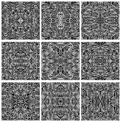 Set of Nine Intricate Seamless Abstract Pattern Vectors