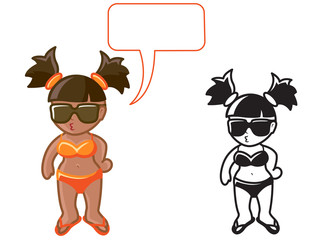 Cute beach girl, vector illustration