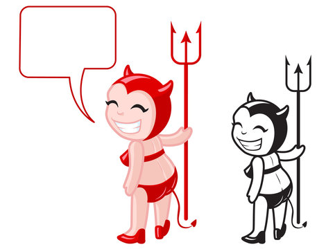 Cute devil girl, vector illustration