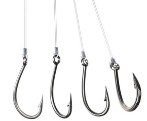 Fishing hooks in different angels