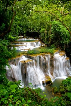 Huay Mae Khamin, Waterfall in Deep Forest of Thailand