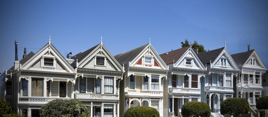 Painted Ladies, a Row of Victorian Houses in San Francisco