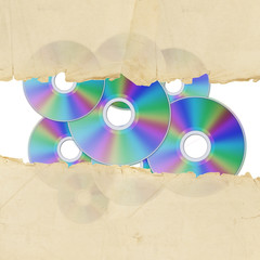 vintage torn paper and cd