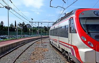 Fototapeta na wymiar Train on station in Spain, Europe.
