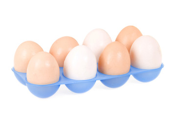 plastic container and eggs