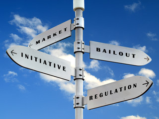 economy directions sign  on the  blue sky