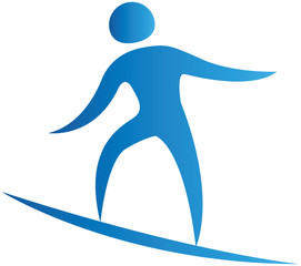 human balancing on a surf board