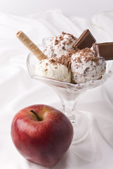 Ice cream and apple