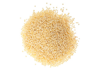 Heap of millet on white ground