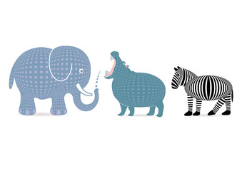 elefant, nilpferd, zebra,