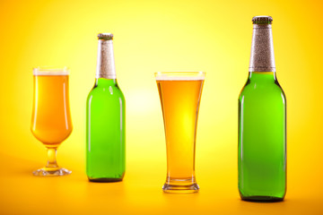beer on yellow background