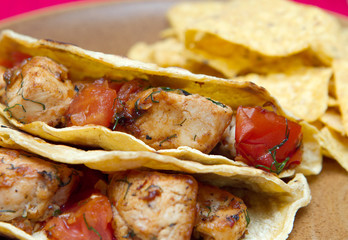 chicken tacos and chips